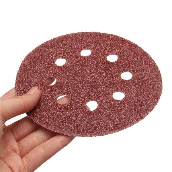 50pcs 125mm 8 Holes Hook Loop Sanding Discs 40/60/80/100/120 Grit Sander Pad Set