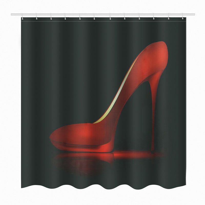 High Red Heels Black Waterproof Bathroom Shower Curtain Liner Polyester Fabric Bathroom Curtain & 12 Hooks