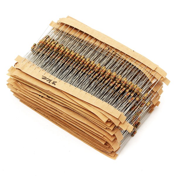 1500Pcs 1/4W 5% Carbon Film Resistor 75 Values Assorted Kit 1 ohm~10M ohm Range