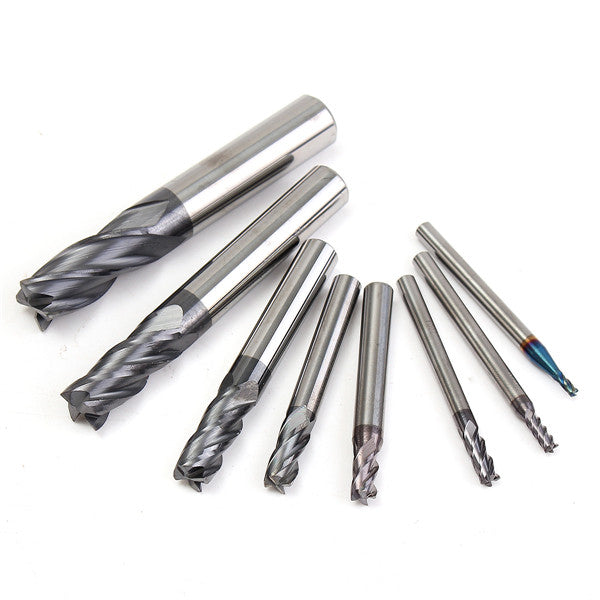 8pcs 2-12mm Carbide End Mill 4 Flutes Tungsten Steel Milling Cutter CNC Tools Set