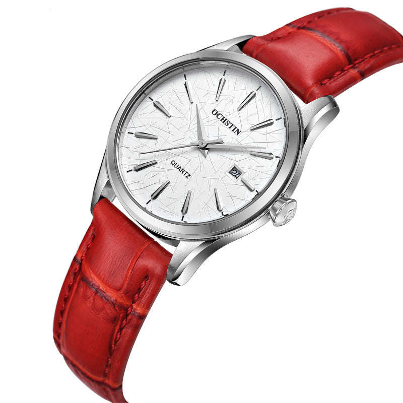 OCHSTIN LQ022-A Casual Style Female Wrist Watch Waterproof Leather Band Quartz Movement Watch