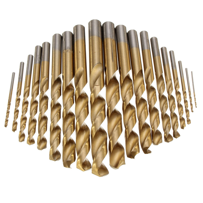 19pcs HSS 1-10mm Titanium Coated Twist Drill Bit Set Straight Shank Twist Drill for Metal Wood Drilling