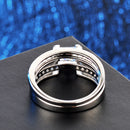 Luxury Geometric Square Diamond Couple Rings High-grade Zircon Ring