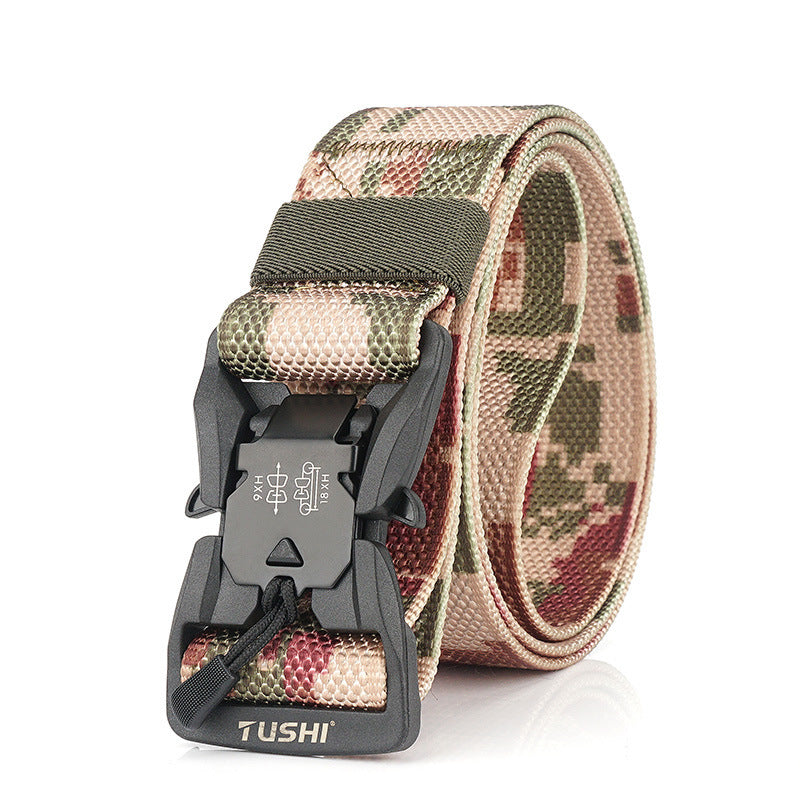 TUSHI CM9S 125cm Magnetic Buckle Heavy Duty Tactical Belt Camouflage Quick Release Nylon Waist Belt