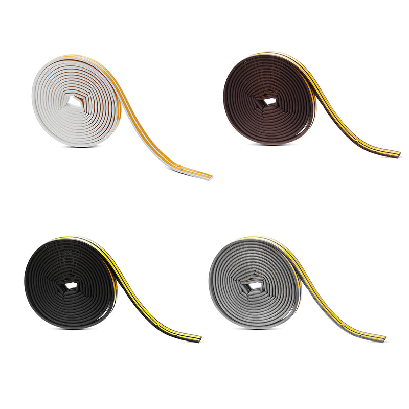 10M Self-adhesive D-Type Seal Strip Soundproof Doors Windows Weather Foam Adhesive Tape Decorations