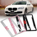 Bling Rhinestone Car License Plate Stainless Steel Frame For US/CA