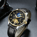 TEVISE T820B Casual Moon Phase Automatic Mechanical Watch Luxury Leather Strap Men Watch