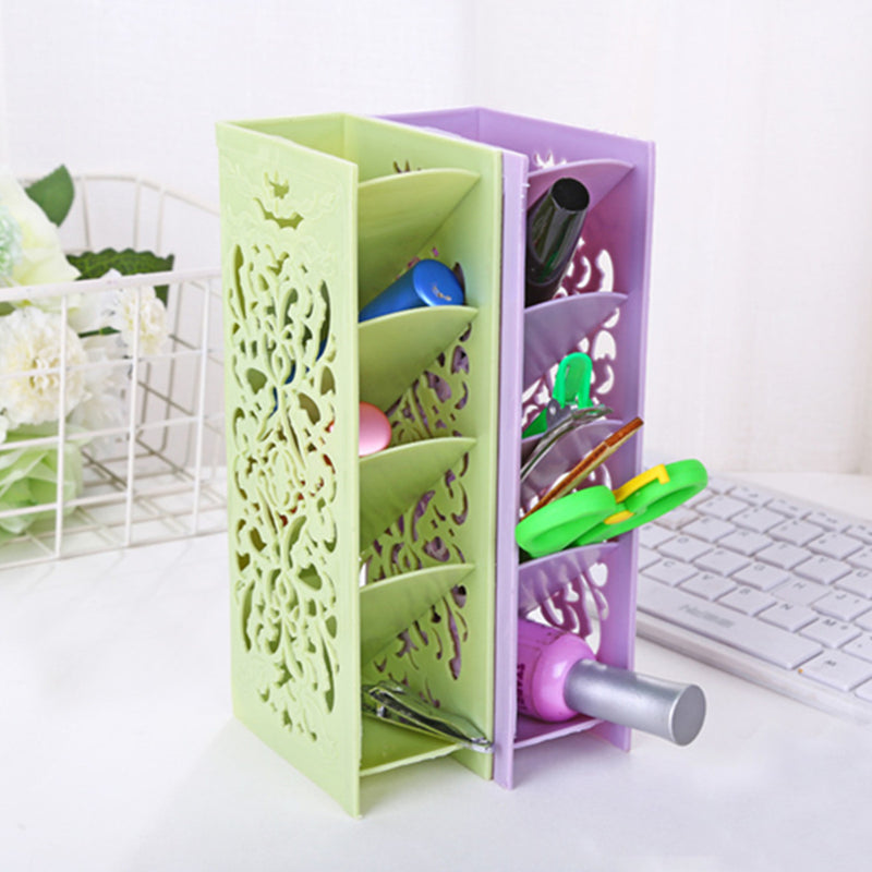 Multi-functional 4 Grids Desktop Hollow Pen Holder Office School Storage Case Desktop Pen Pencil Organizer