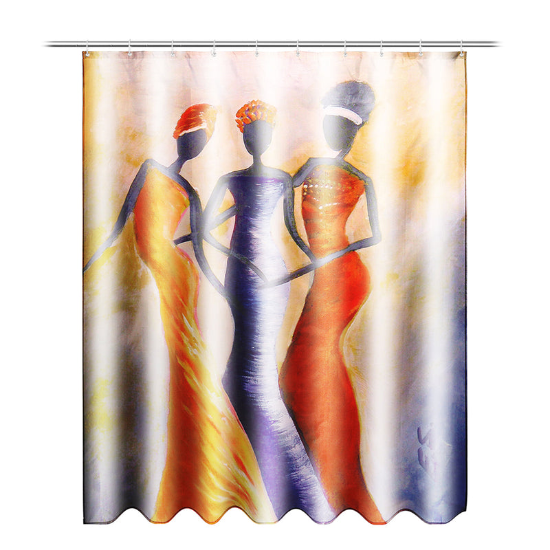 150cm/180cm Polyester Waterproof Bathroom Hanging Bath Shower Curtains with 12 Hooks
