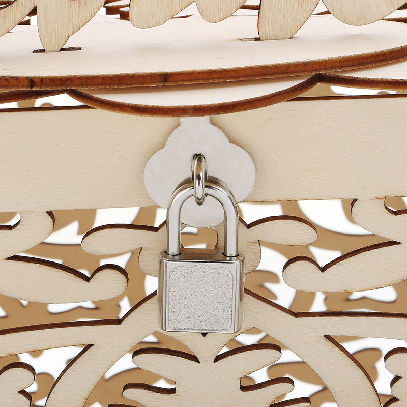 Wooden Wedding Card Post Box with Lock Collection Gift Card Boxes Weddings Decor Supplies