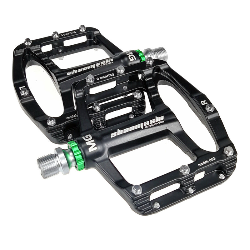 2PCS MTB BMX Mountain Road Bike Pedals Alloy 3 Bearing Flat Platform Black