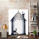 Miico Hand Painted Oil Paintings Simple Style-A Deer Family Wall Art For Home Decoration Painting