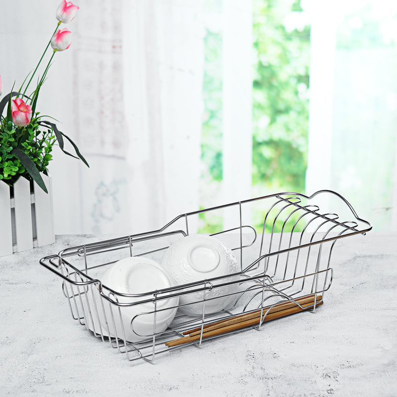 Stainless Steel Dish Drainer Drying Rack Holder Bowl Storage Basket Kitchen Sink Drain Shelf