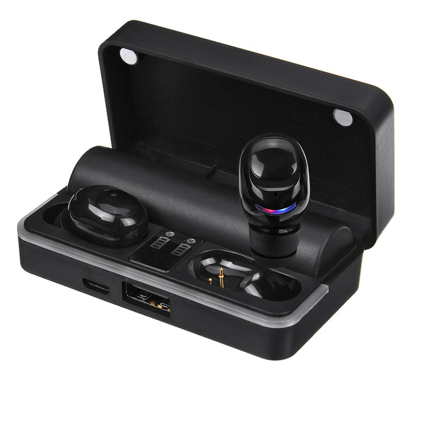 Portable TWS bluetooth 5.0 Earphone Wireless Earbuds 6D Heavy Bass LED Display IPX7 Waterproof Headphone with Mic for iPhone Xiaomi Huawei
