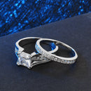 Luxury Geometric Square Diamond Couple Rings High-grade Zircon Ring