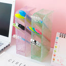 Transparent Obliquely Inserted Pen Pencil Holder Desktop Organizer Plastic Makeup Brushes Lipsticks Storage Box Stationery Holder