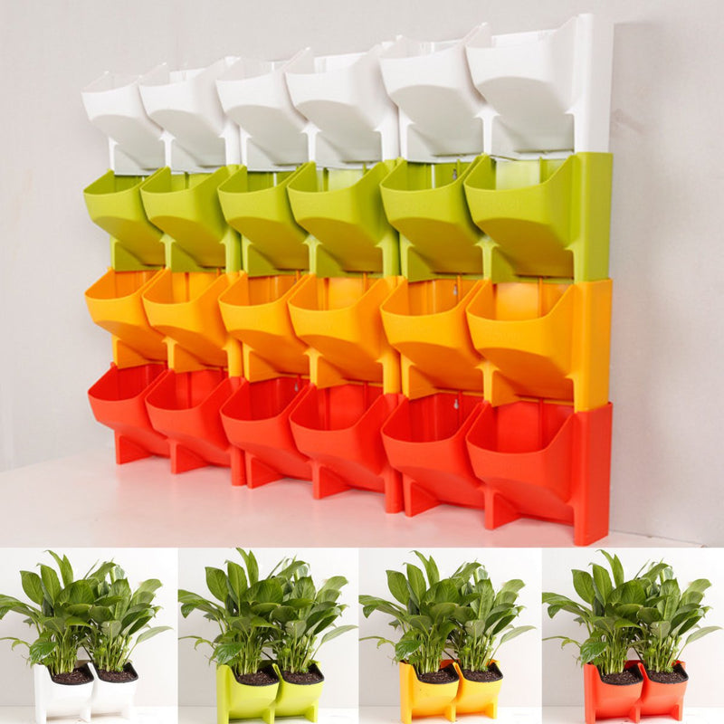 2-Pocket Vertical Wall Planter Self Watering Hanging Flower Pot Garden Decoration