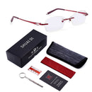 SHUAIDI Computer Rimless Glasses Plain Mirror Optical Frame Eyeglass Clear Lens Anti Blue Rays Radiation