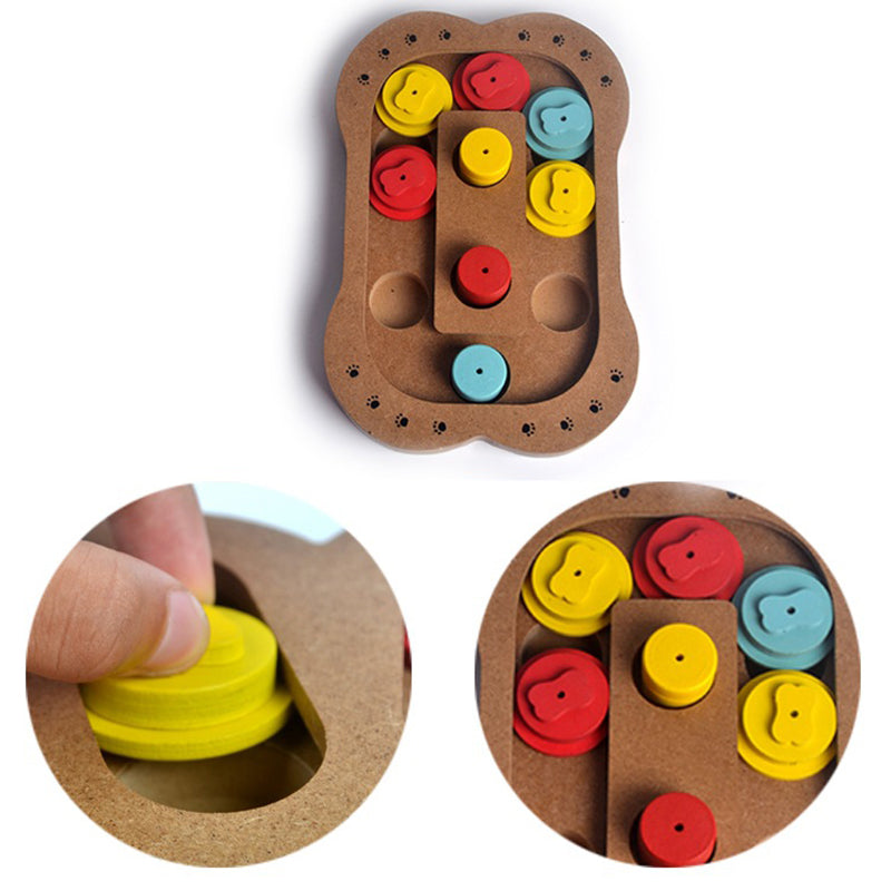 Wooden Paw Bone Shape Pet Dog Cat Feeding Toy Board Funny Training Board Pet Toys