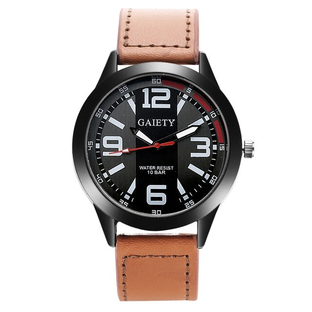 GAIETY G002 Fashionable Black Case Men Wrist Watch Business Style Quartz Watch