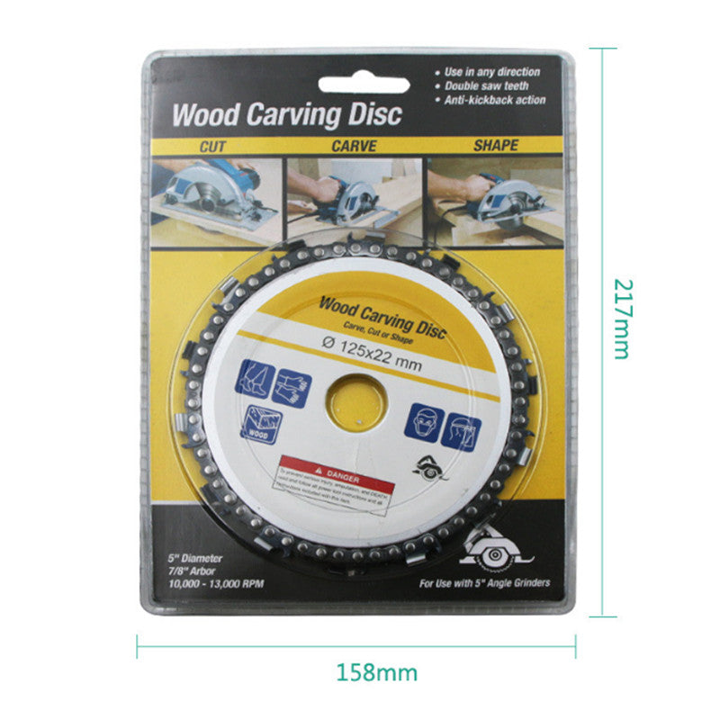 5 Inch Yellow/Purple Grinder Chain Disc 22mm Arbor 14 Teeth Wood Carving Disc For 125mm Angle Grinder