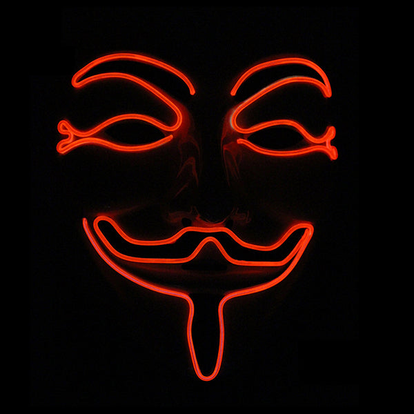 Halloween V-Vendetta Mask LED Luminous Flashing Face Mask Party Masks Light Up Dance Halloween Cospl