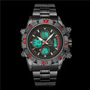 STRYVE S8018 Men Full Steel Waterproof Date Week Chrono Alarm Clock Dual Display Digital Watch