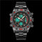 STRYVE S8018 Men Full Steel Waterproof Date Week Chrono Alarm Clock Dual Display Digital Watch