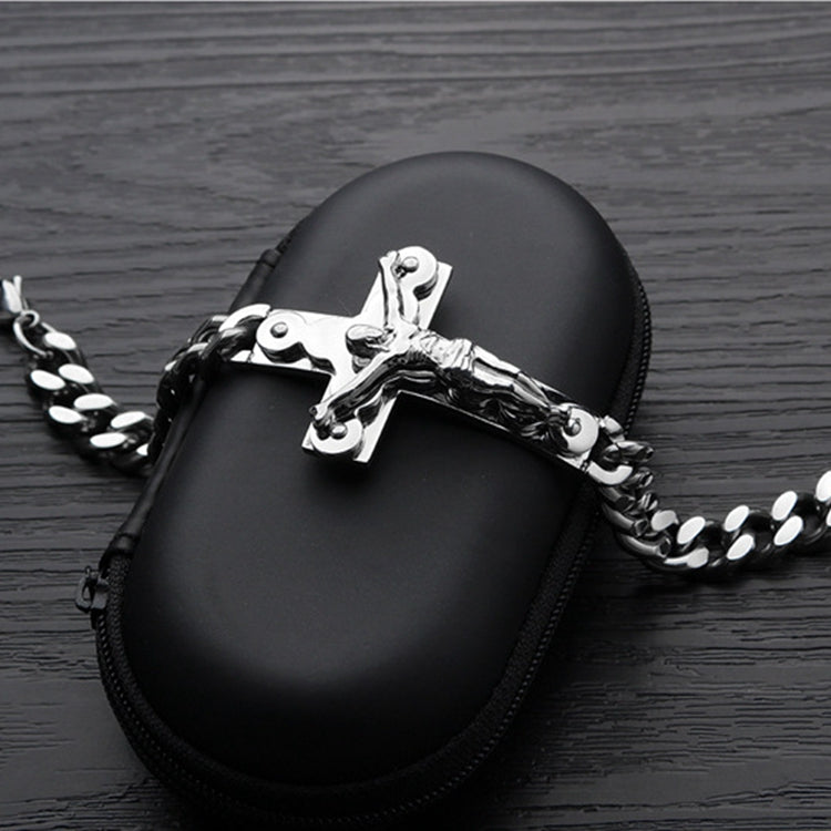 Religious Titanium Steel Men's Titanium Steel Jesus Cross Bracelet
