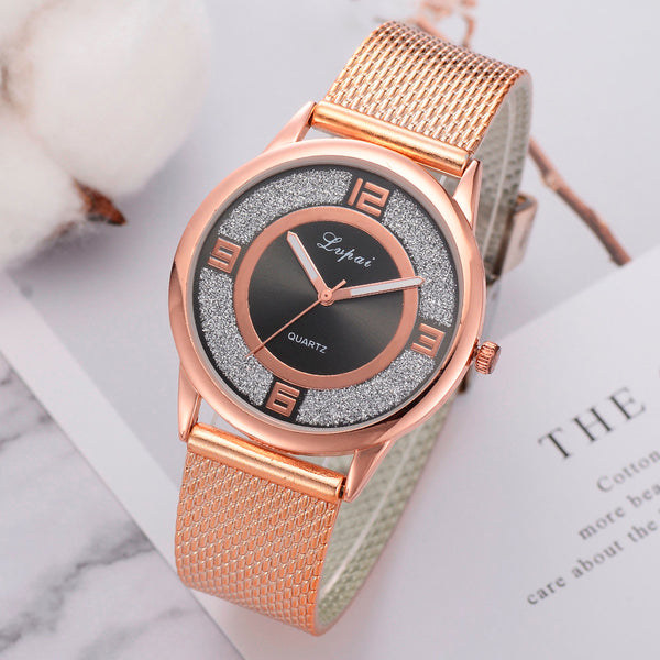 LVPAI P732 Rose Gold Elegant Design Women Wrist Watch Fashionable Analog Quartz Watch