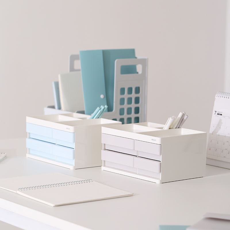 XIAOMI Ecosystem Deli Desktop Storage Box Cosmetic Makeup Case 2/4 Grids Drawers Office Desk Accessories Organizer Pen Pencil Holder 8904/8905