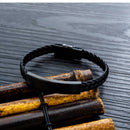 Titanium Steel Men's Woven Leather Bracelet