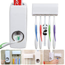 Auto Automatic Toothpaste Dispenser Squeezer +5 Toothbrush Holder Set Wall Mount Stand