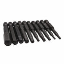 Drillpro 10pcs Screwdriver Set 50mm S2 Steel Black Hex Head Screwdriver Drill Bit Set