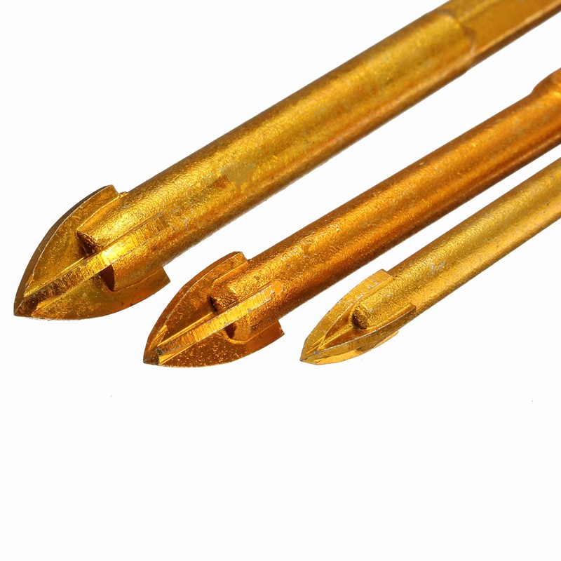 3pcs Hex Ti Porcelain Spear Head Ceramic Tile Glass Marble Drill Bits Set 6 8 10mm