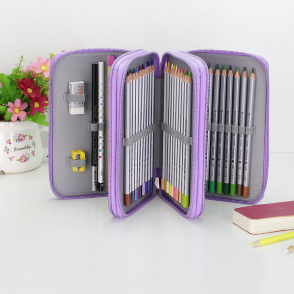 Multifunctional 52 Holes 3 Layers Pencil Case Pencil Curtain Sketch Colored Pencils Bag School Art Painting Supplies