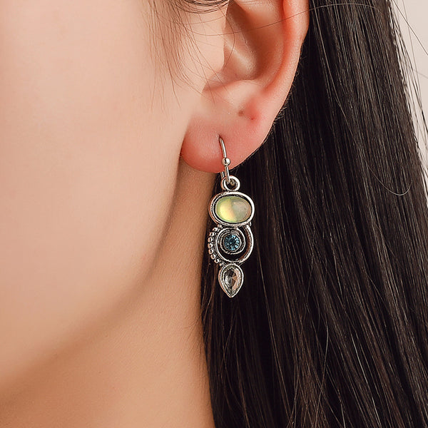 Bohemian Rotating Crystal Earring Long Style Rhinestone Ear Drop Earring For Women Jewelry