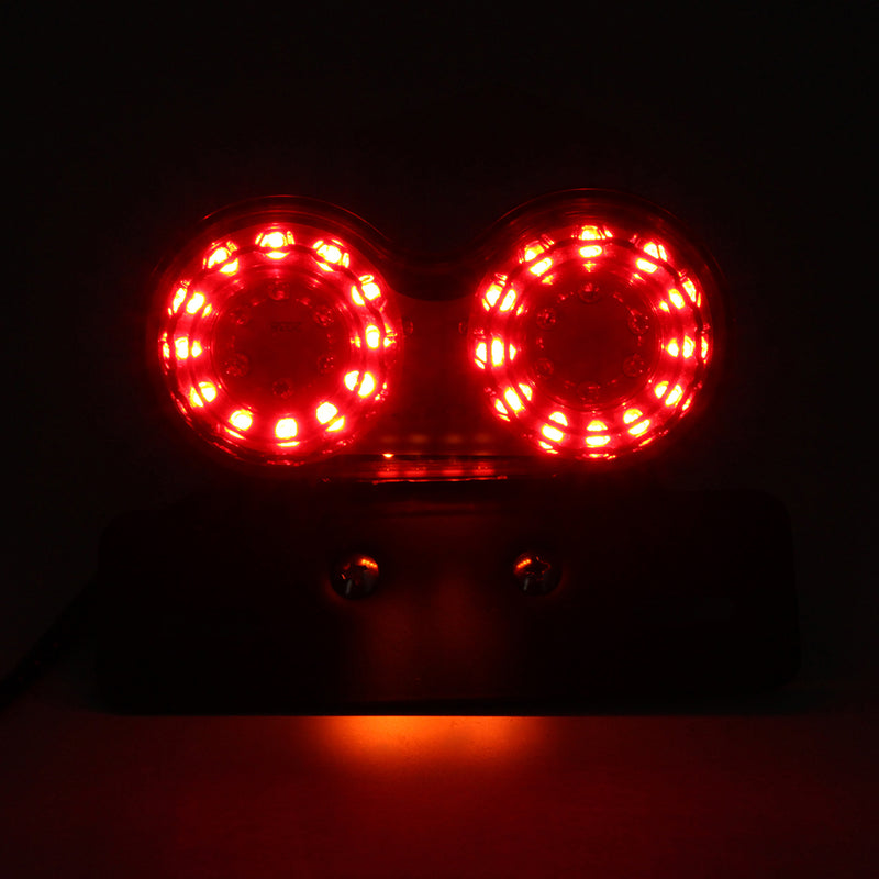 LED License Plate Brake Tail Turn Signal Dual Light For Motorcycle Bobber Cafe