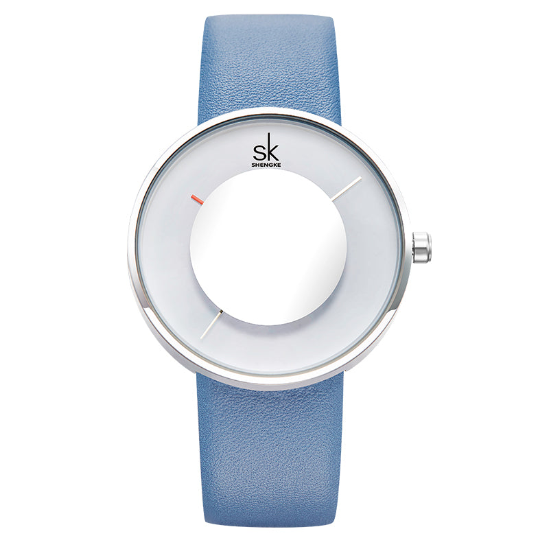 SHENGKE SK K0107 Simple Dial Small Circle Pure Color Band Women Fashion Quartz Watch