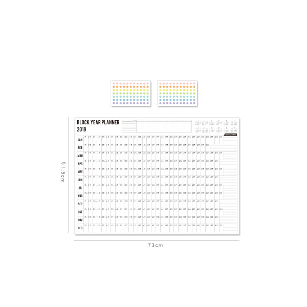 Rosy Posy2019/2020 Plan Table Wall Calendar 365 Day Schedule Countdown Calendar