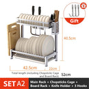 New 304 Stainless Steel Double/Three Tier Plate Rack Kitchen Shelf Rack Drying Drain Storage Plate Dish Rack Holders Tool Organizers