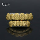 Hip Hop Plated Gold Braces Cut Face Cross Texture Teeth Real Gold Plating Teethgrillz Teeth Mould