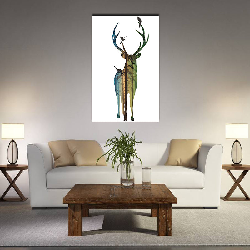 Miico Hand Painted Oil Paintings Simple Male Deer A Wall Art For Home Decoration Painting