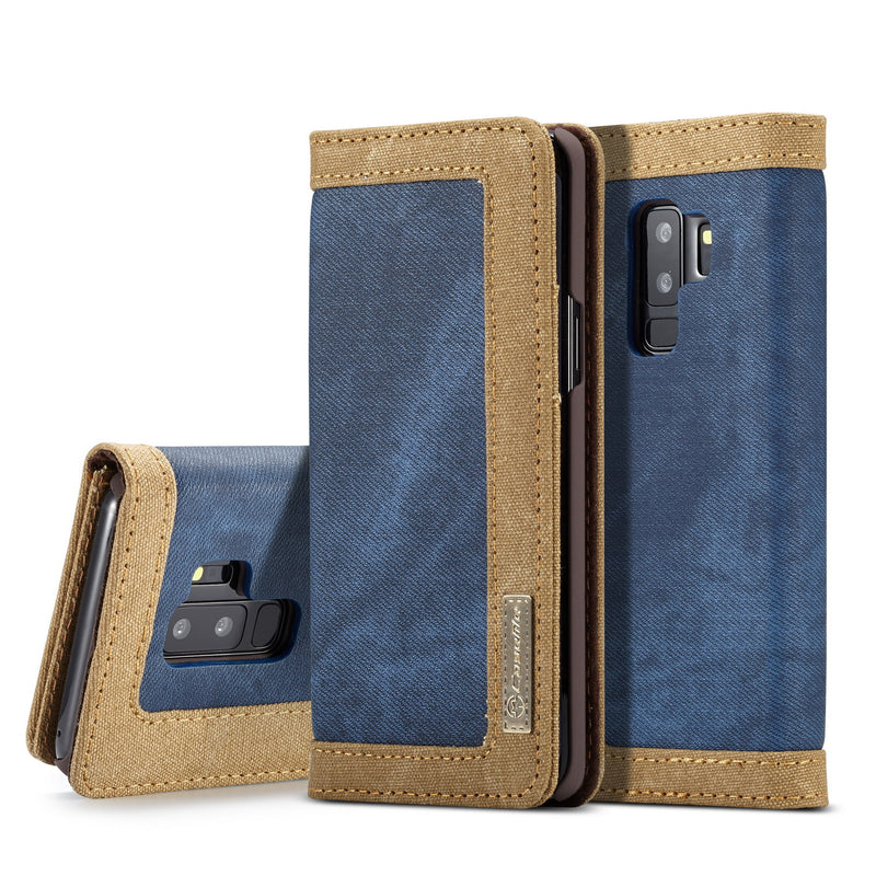 Caseme Canvas Magnetic Flip Bracket Wallet Protective Case For Samsung Galaxy S9 Plus