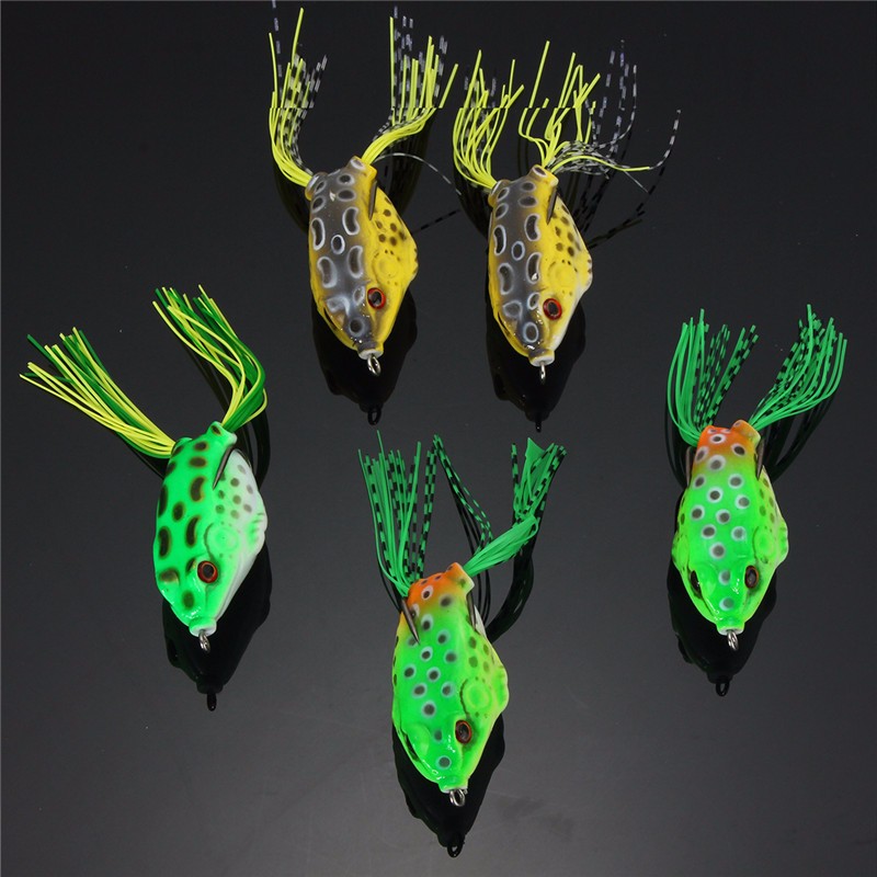 ZANLURE 5Pcs 6CM Large Frog Topwater Fishing Lure Crankbaits Hooks Bass Bait Tackle
