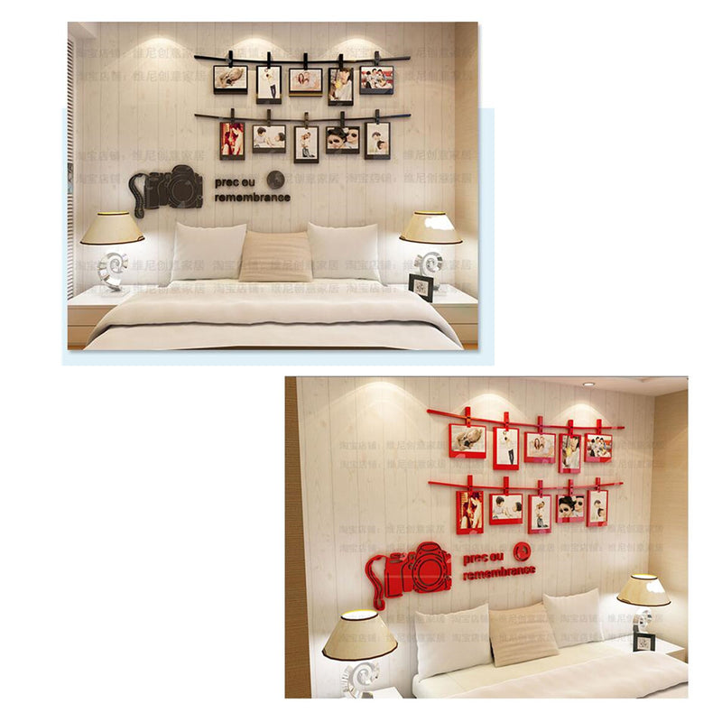 3D Family Crystal Photo Frame Pictures Wall Collage Decal Sticker Home Decor