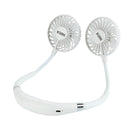 KUMI Portable Mini USB Fan Hands-free Neck Hanging USB Charging Sports Fan 3 Gears USB Air Conditioner Cooler Fans With 2 Light Gears