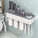 Automatic 1/2/3Cup Magnetic Toothbrush Holder Cups Wall Mount Stand Bathroom Tools No Punching