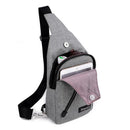 IPRee USB Charging Canvas Chest Bag Travel Business Messenger Shoulder Sling Fanny Pack Pouch