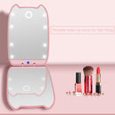 Women LED 180 Foldable Makeup Mirror Light Cosmetic Folding 2X Magnifying Mirror + Flat Mirror 8 LED Lights  2 Sided Lamps Hand Mirror Tools